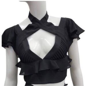 Nasty gal cropped flutter top